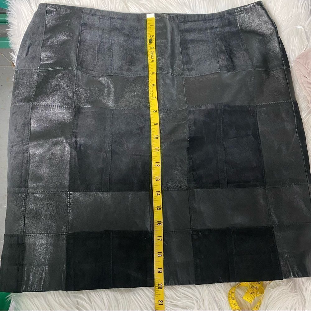 Alfani Leather Suede Geometric Pattern Skirt 14 - image 8